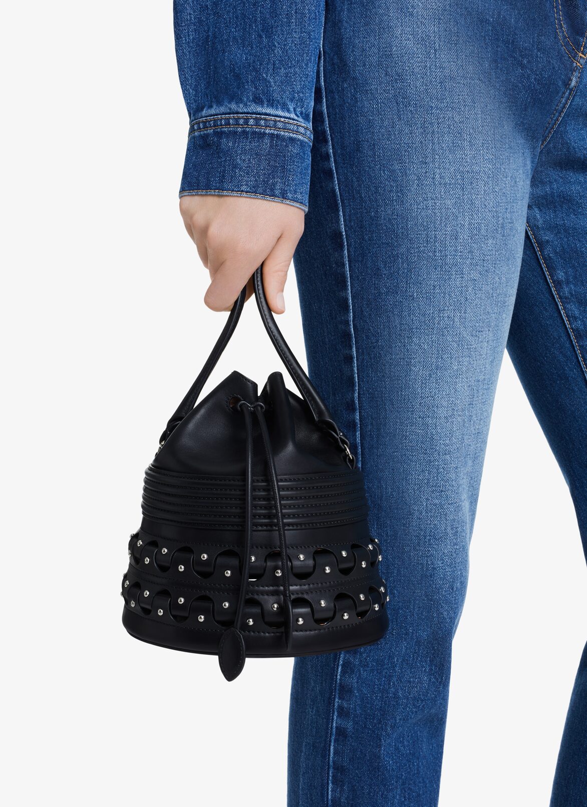 HINGE BUCKET CORSET 19 BAG ALAÏA BLACK HINGE BUCKET CORSET 19 BAG